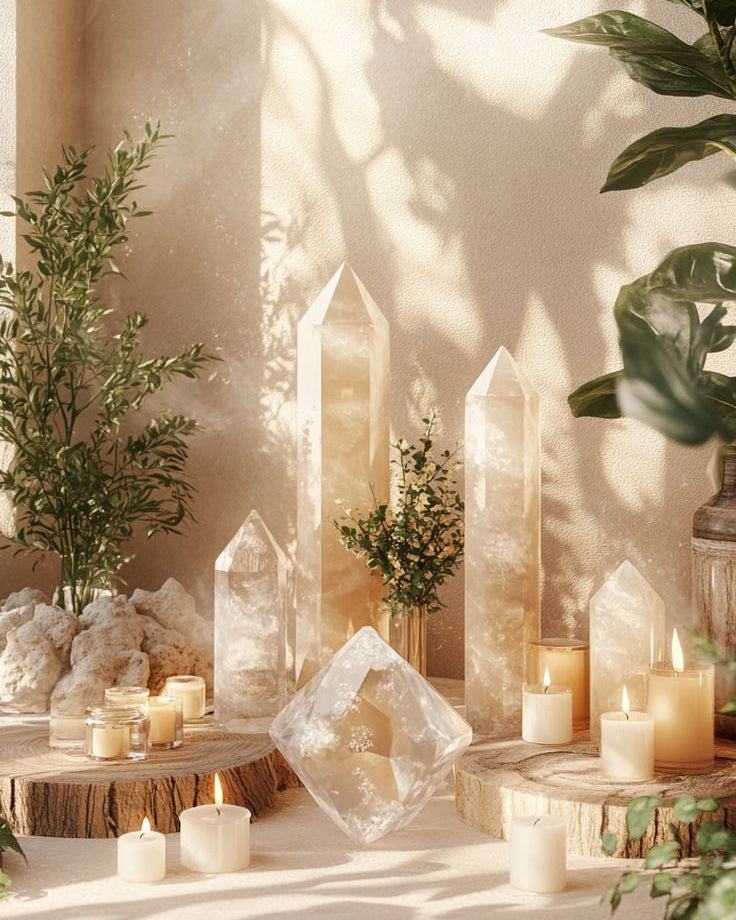 Des cristaux de roches et des plantes