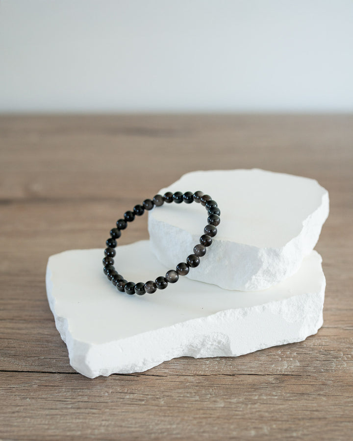 Bracelet Obsidienne Argentée