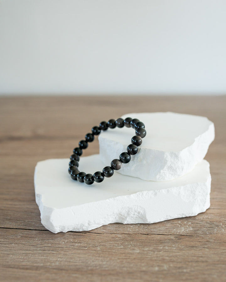 Bracelet Obsidienne Argentée