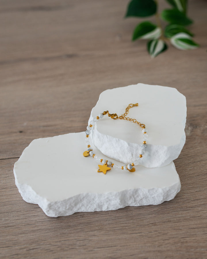 Bracelet Astrale Howlite Blanche et Cristal De Roche
