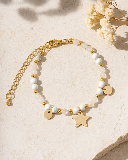 Bracelet Astrale Howlite Blanche et Cristal De Roche