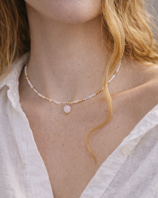 Collier Pure Quartz Rose