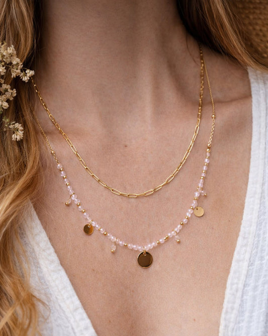 Collier Solaris Quartz Rose