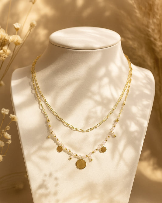 Collier Solaris Quartz Rose