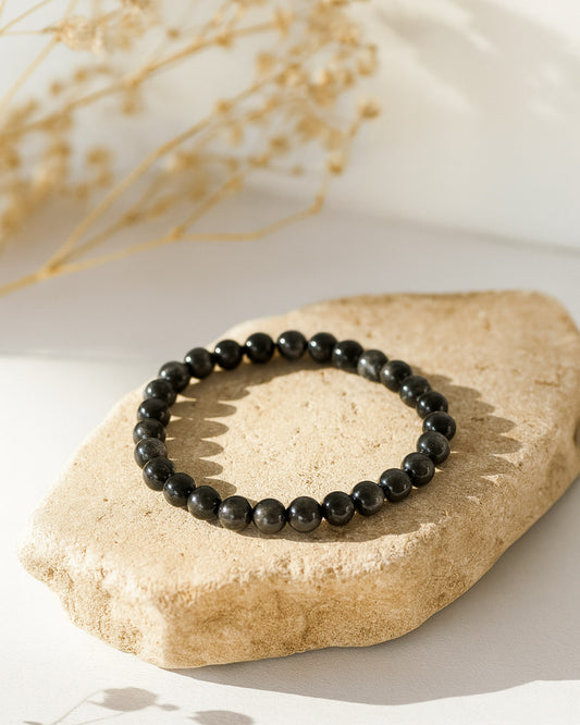Bracelet Obsidienne Argentée